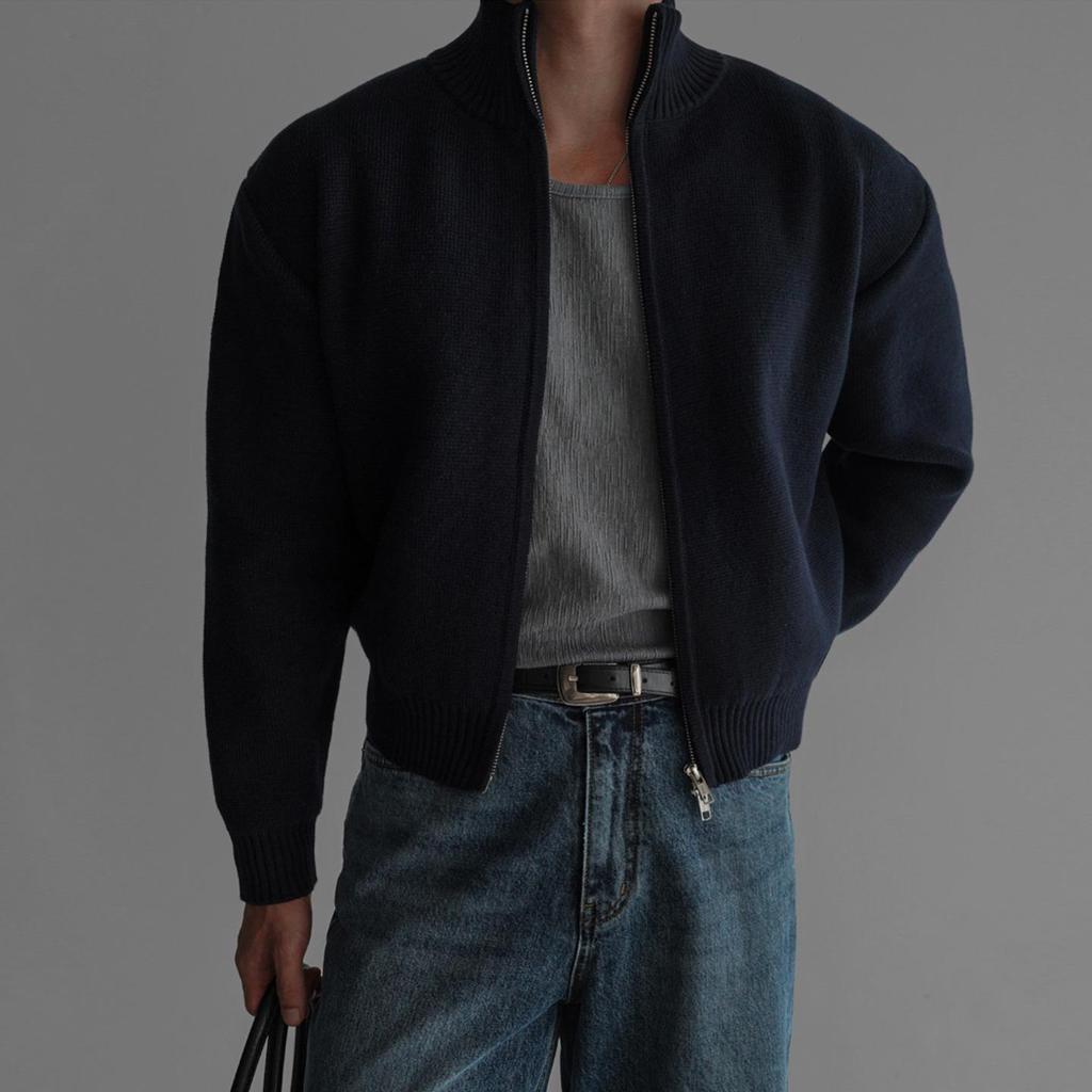 Herren Hochwertiger Strick-Reißverschluss-Cardigan im faulen Stil - Herbst/Winter Lockerer Freizeitpullover