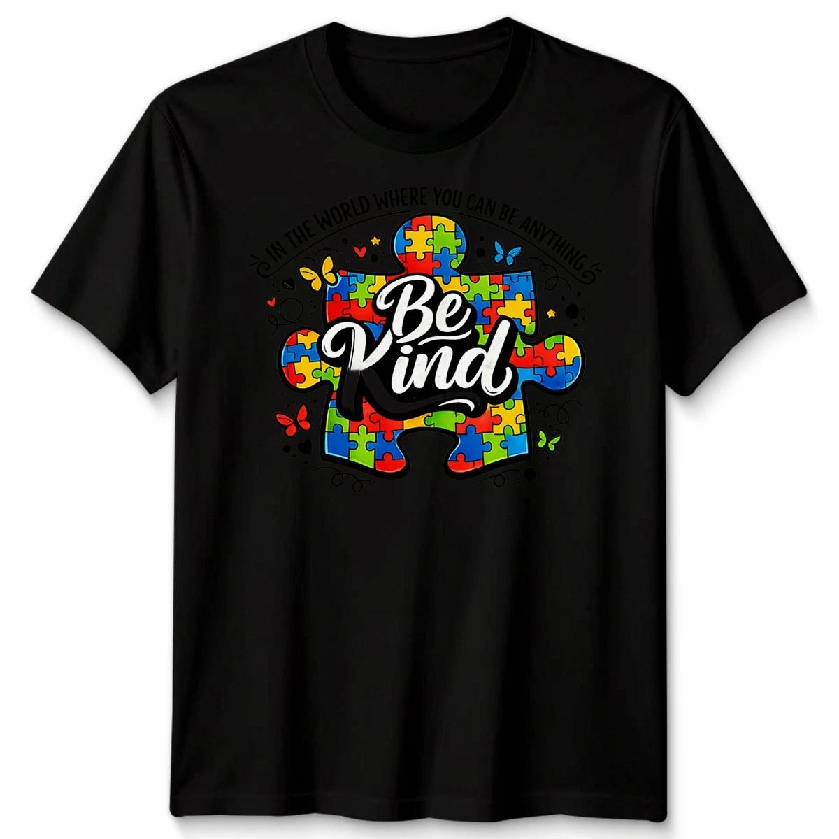 Unisex TTshirt Autism Awareness Be Kind Ribbon Jigsaw Autistic Aware Quote L