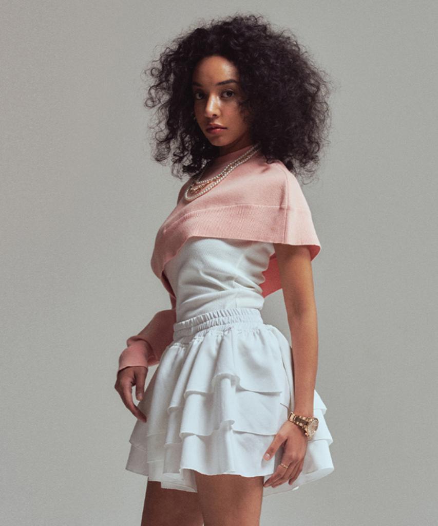 ERER [Un] Diagonal Crop Knit Pink