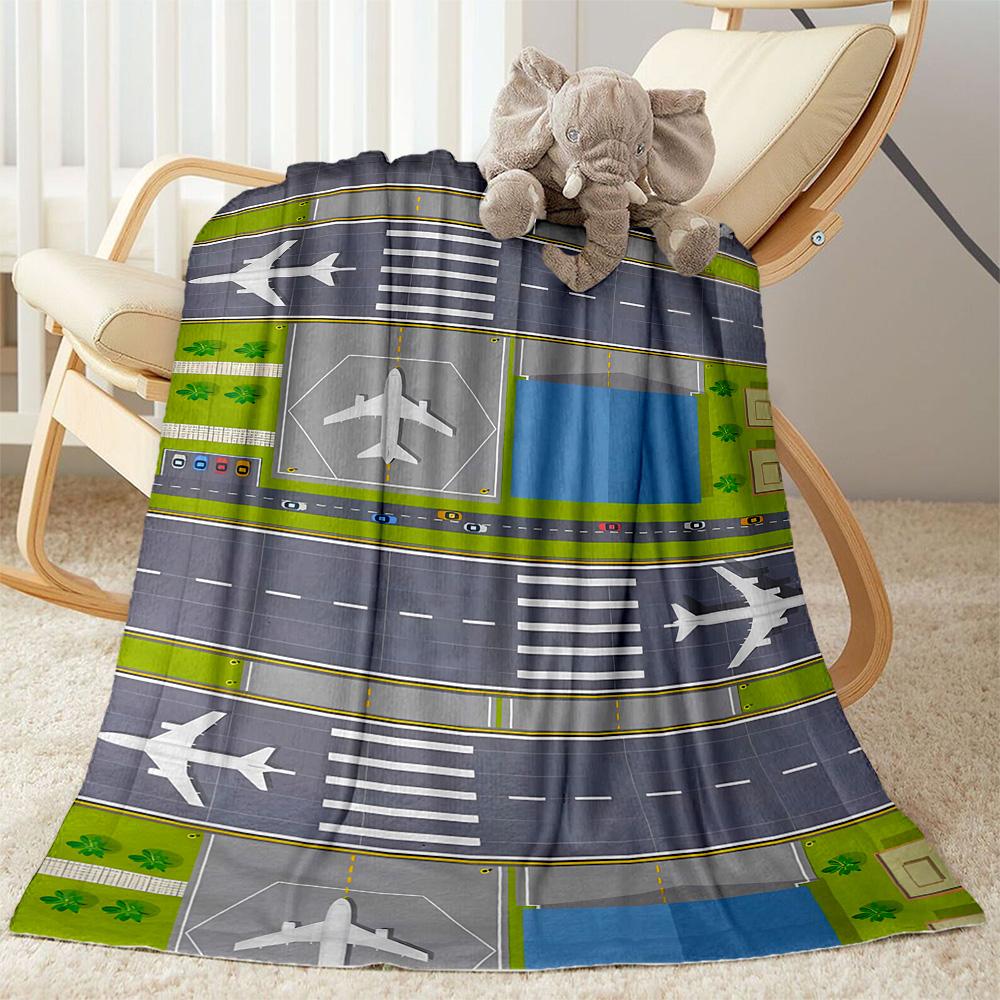 Airport Runway Design Flannel Blanket - Soft and Suitable for Sofas, Beds, Offices, Travel, All Seasons, and The Best Gift for The Holidays.