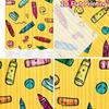 2D flat Photography Backdrop Popular Party Backdrop Crayon Doodles on Yellow 100% Polyester Anniversary Perfect for Wall and