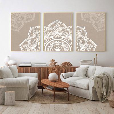 Boheemse Mandala Bloemige Grijze Posters Canvas Schilderij Islamitische Muurkunst Print Afbeeldingen voor Interieur Yoga Woonkamer Decoratie