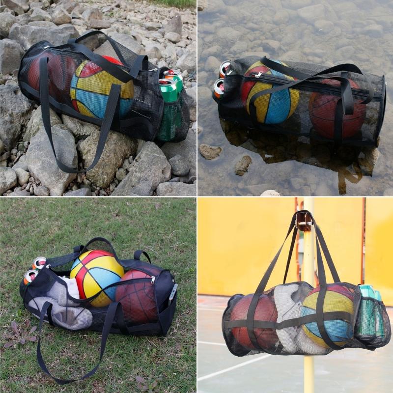 Große Netz-Duffelbags Ausrüstungstasche Tauchen Schnorcheln Ausrüstung Fußball Aufbewahrungstasche Reißfeste Duffelbags Tasche