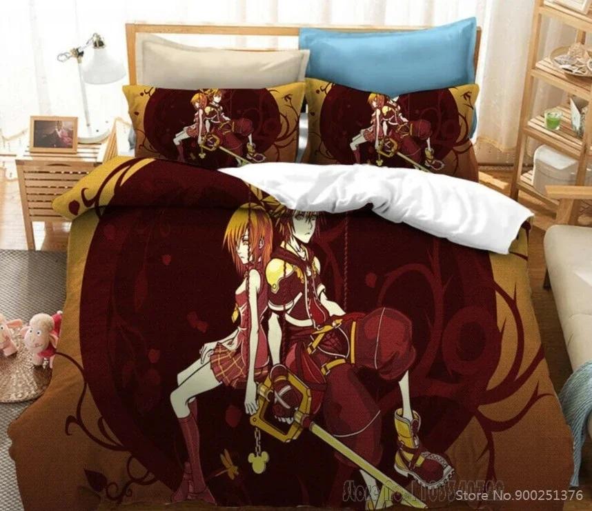 Kingdom Hearts 3D Cartoon Gedrucktes Bettbezug-Set HD Bettdeckenbezug Bettwäsche für Kinder Bettwäschesets Schlafzimmerdekor