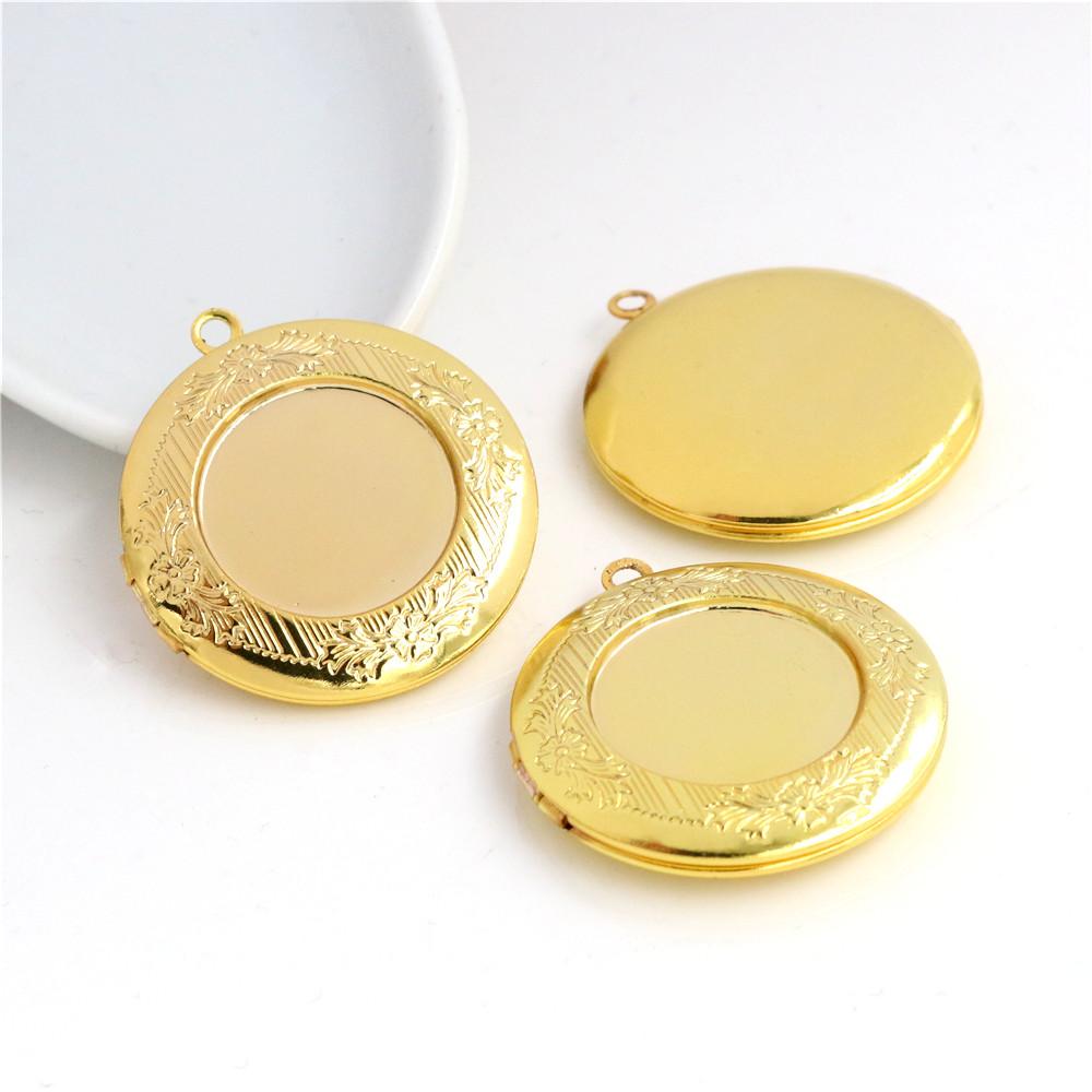 2pcs Inner 20mm Photo Locket Pendants Jewelry Tray Locket Pendant for DIY Cabochon Photo Essential Oil Diffuser Necklace