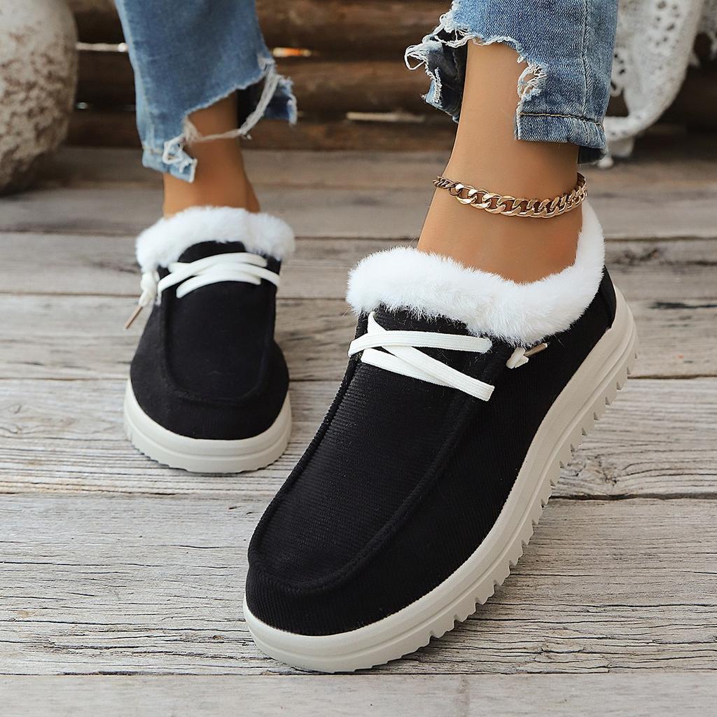 New Thick-soled Warm-weather Cotton Shoes for Women, Casual Style, Low Heel