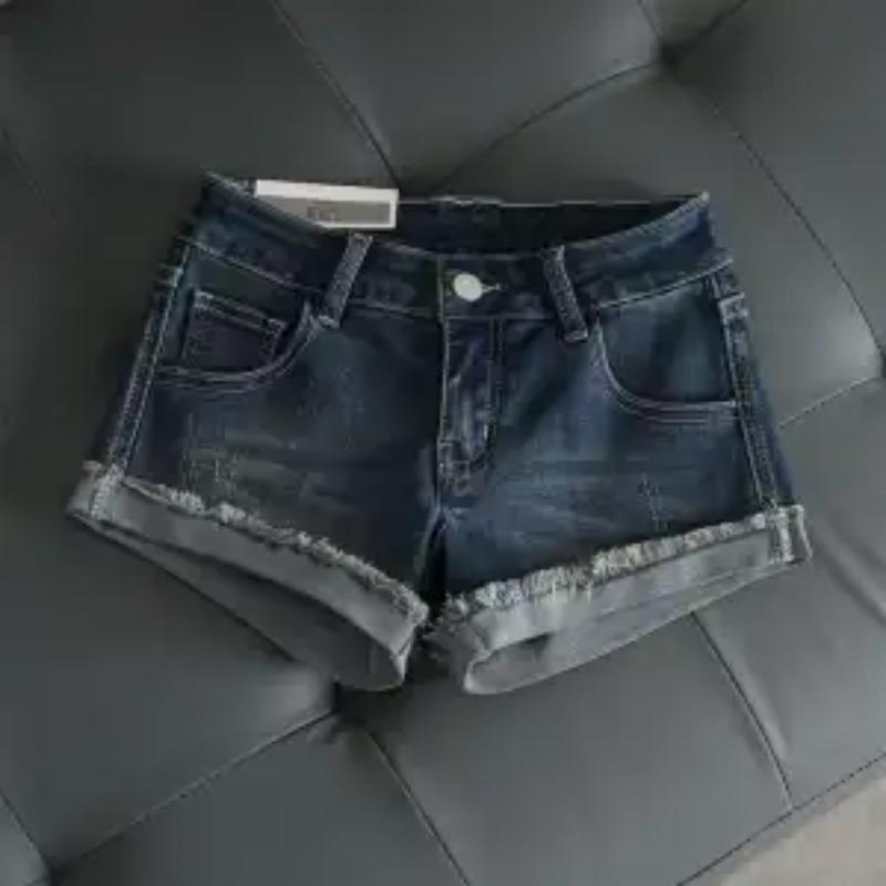 American Retro Hottie Denim Super Shorts Women's Low-waist Curled Pants Elastic Tight Hot Pants