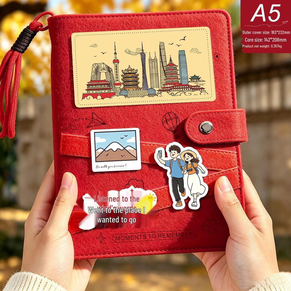 China Tourist City Travel Stamp Collection Album - Blank Souvenir Felt Journal