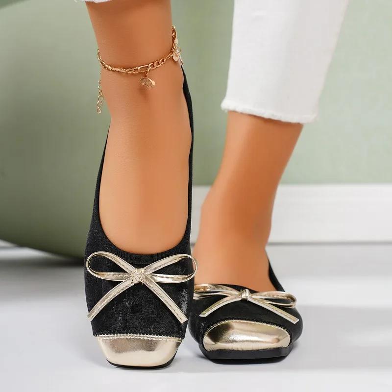 Fashion Fashion New Butterfly-knot Daily Flats Women 2024 Hot Sale Ladies Shoes Slip-on Women's Flats New Color Matching Flat Low Heels
