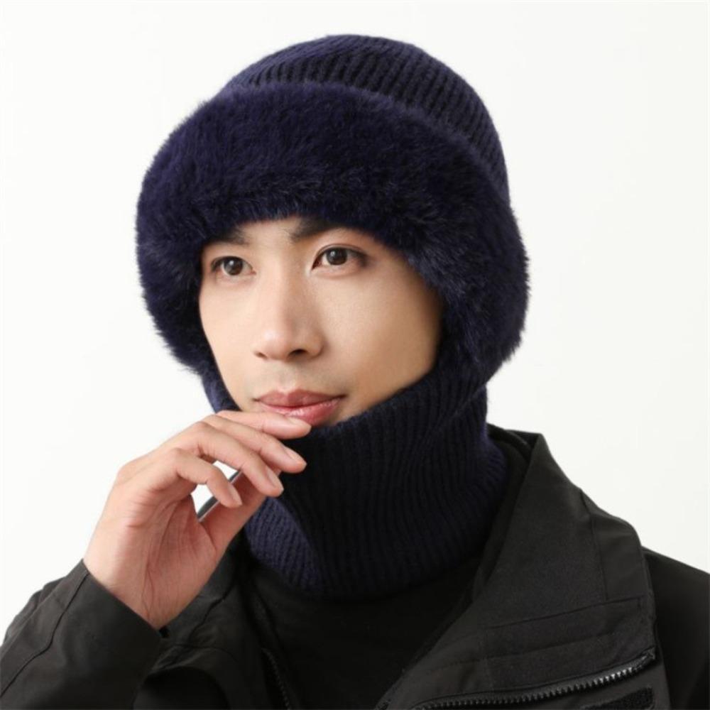 Comfortable Full Cover Style Men Balaclava Hat Windproof Thicken Winter Warm Hat Keep Warm Solid Color Knit Beanie Hat Outdoor