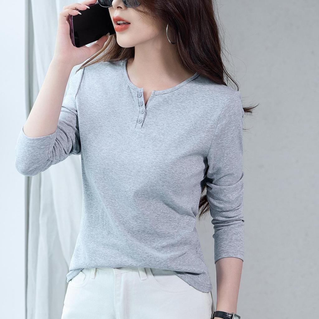 Women's V-Neck Long-Sleeve Slimming Casual Top - Fall 2025 Fashion, Age-Reducing, Loose Fit