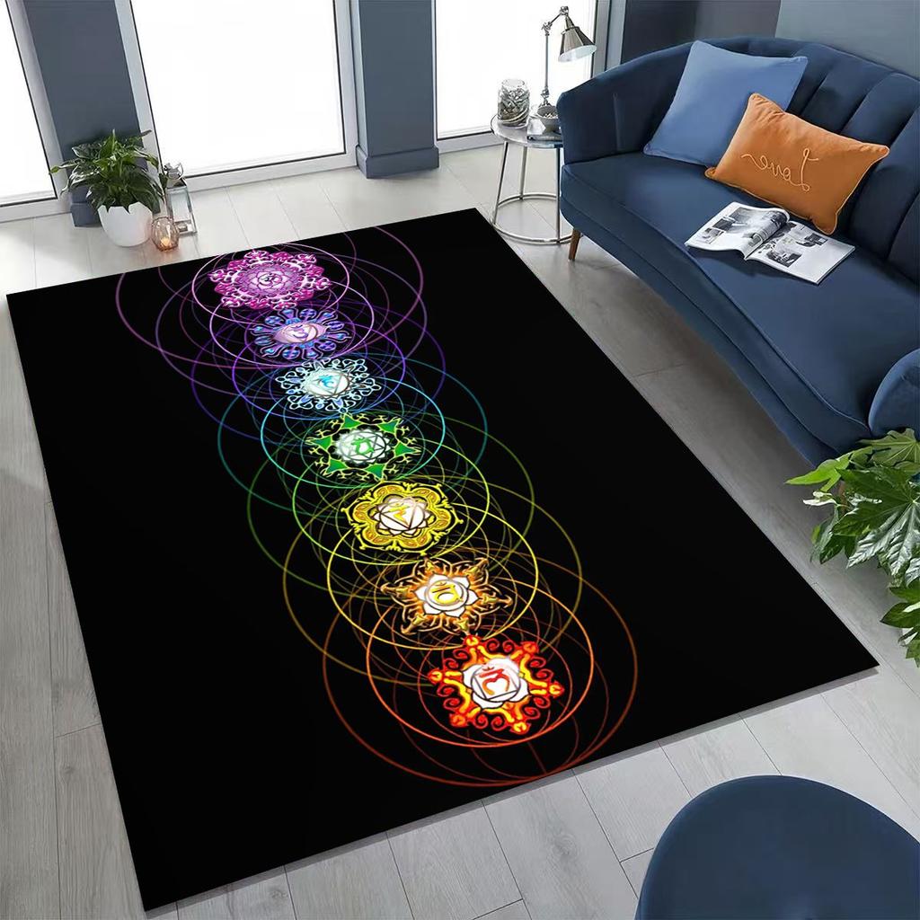 Bohemia Yoga Chakra Mandala Spirit Meditation Rug for Bedroom Living Room Sofa Home Doormat Decor,Large Kids Non-slip Floor Mat