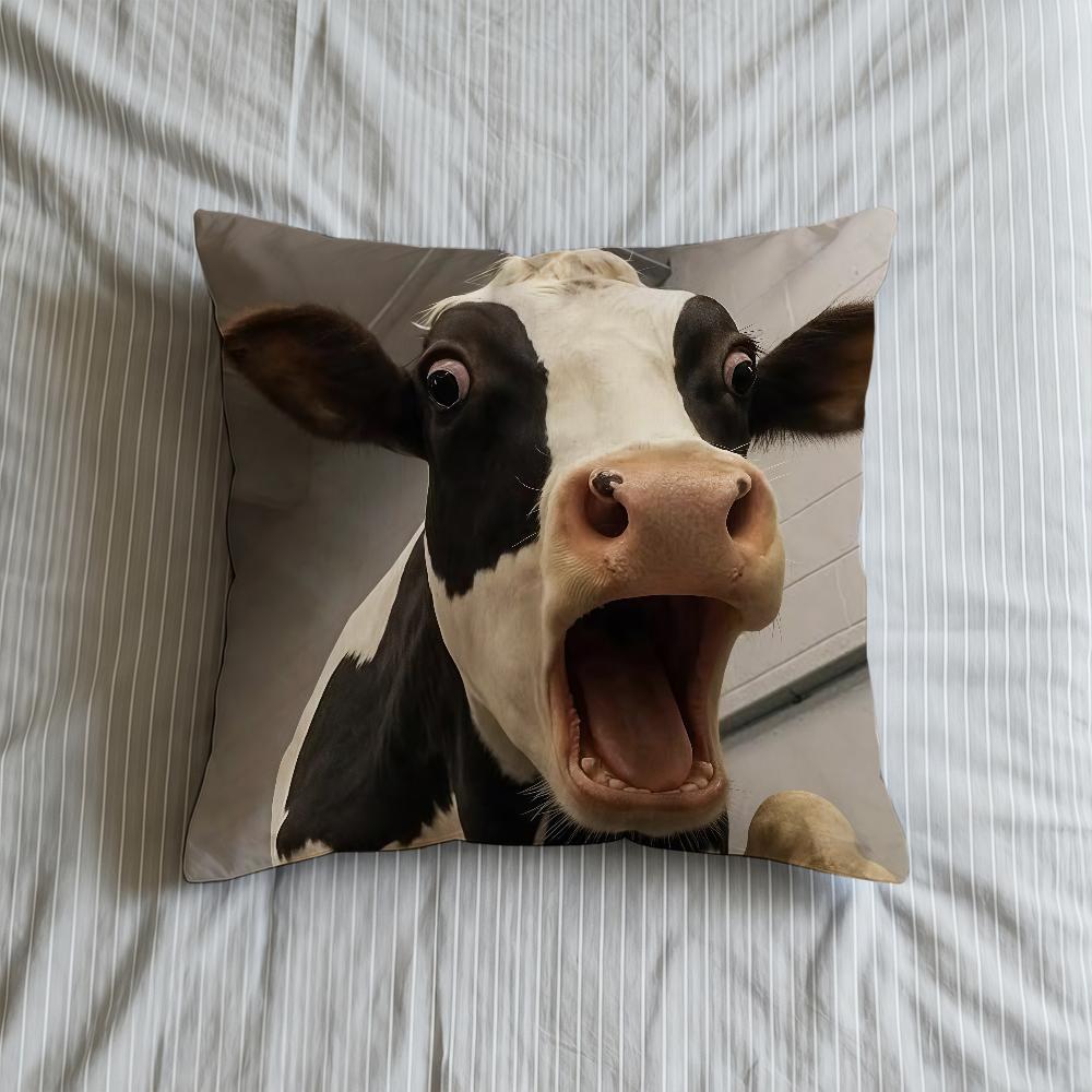 Poduszka Czarna Poszewka Biała Miękkie Etui Sofa Zabawny Salon Holsteinski Dom Wygodny Biuro Wystrój Ochronny Krowy Poduszka