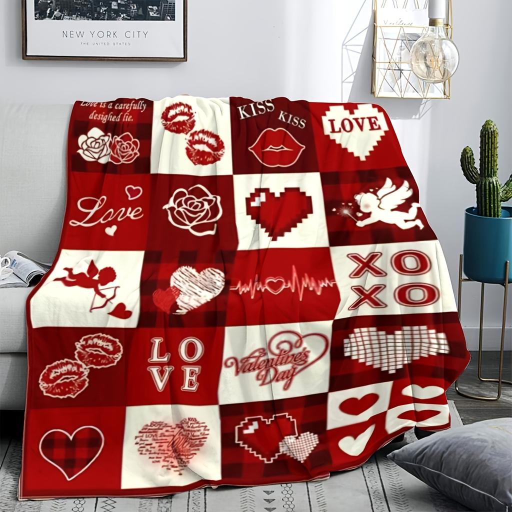 Romantic I Love You Rose Art Blanket - Soft All-Season Multi-Purpose Throw for Mother'S Day, Valentine & Anniversary Gift