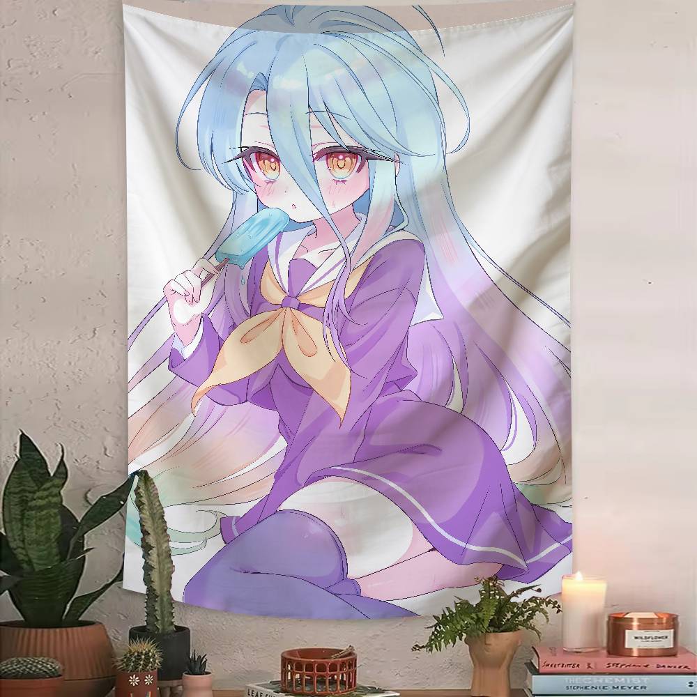 Anime No Game No Life Tapestry Bohemian Tarot Hippie Wall Hanging Dorm Kawaii Shiro Girl LARGE Wall Art for Bedroom Living Room