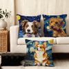 1PC Catoon Starry Sky Dog Cushion Cover Plush Fabric Soft DoubleSided Printed Sofa Warm Winter Home Child Gift Pillow Case