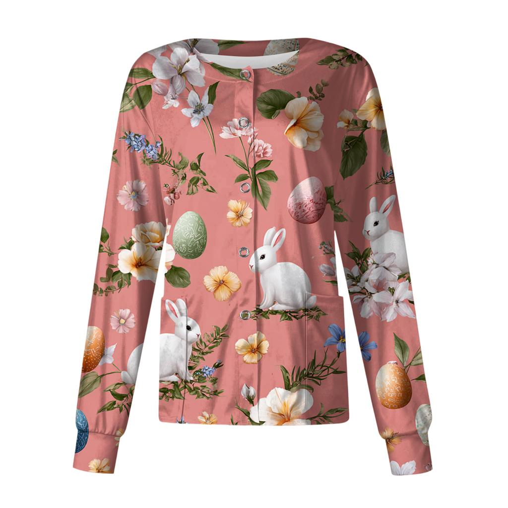 Women's Casual Long-sleeved Single-breasted Printed Protective Clothing Cardigan Top