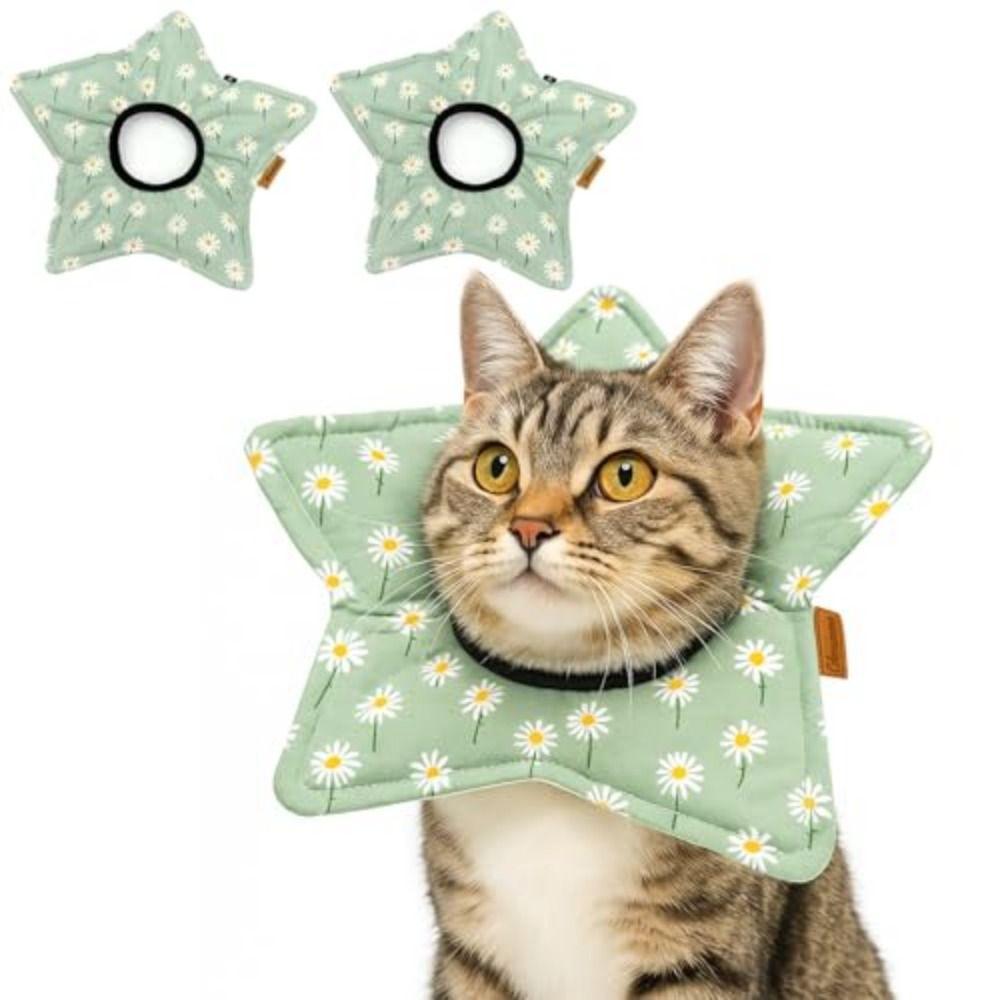 Adjustable Pet Protection Collar Star Shape Soft Elizabeth Cat Collar Floral Prevent Licking Dog Muzzle Collar