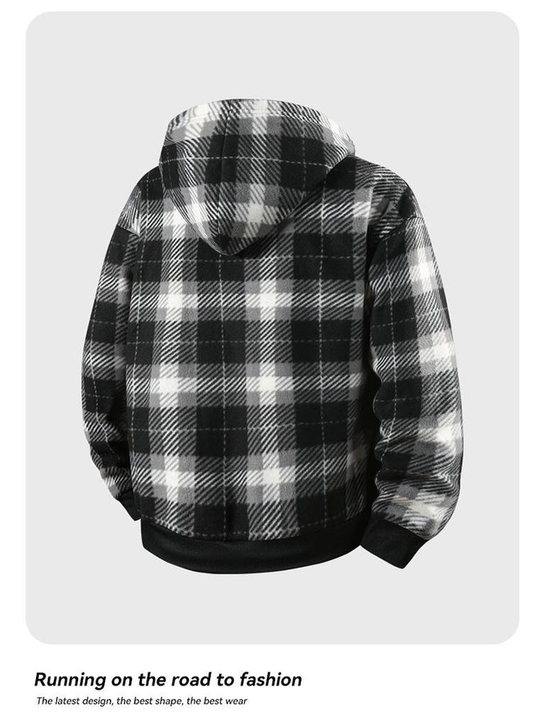 2025 Autumn/Winter Men's Windproof Warm Casual Versatile Plus Velvet Hoodie