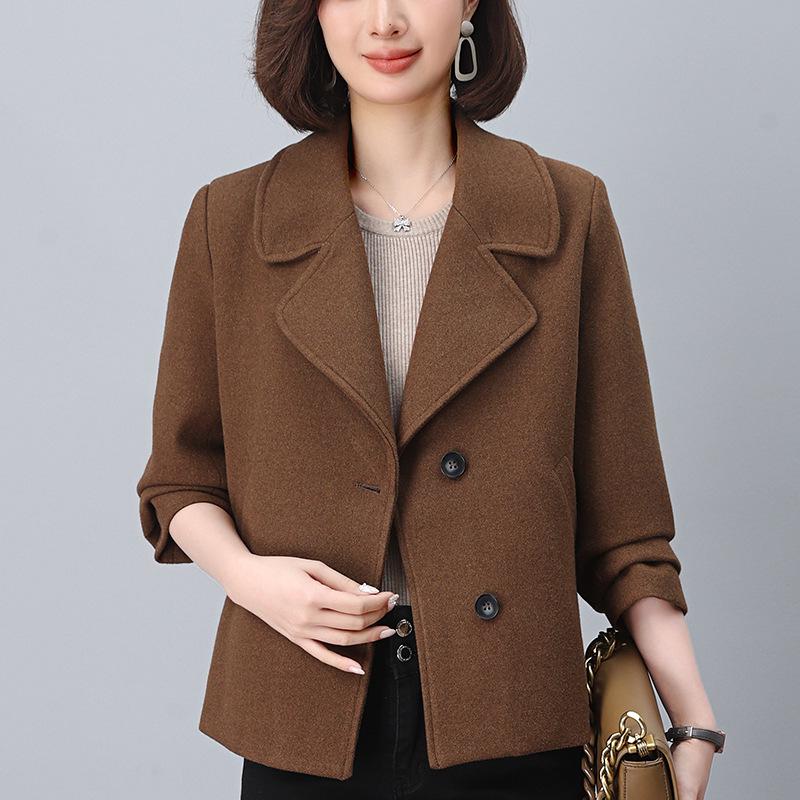 2024 Women's High-End Wool Coat: Petite Short Style with Suit Collar for Spring and Autumn