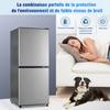 Mini Frigorifero Risparmio Energetico 106L, 60L Frigorifero + 46L Congelatore, 7 Impostazioni di Temperatura, Porta Argentata + Corpo Nero, Illuminazione LED, 166 kWh/Anno, 45 dB