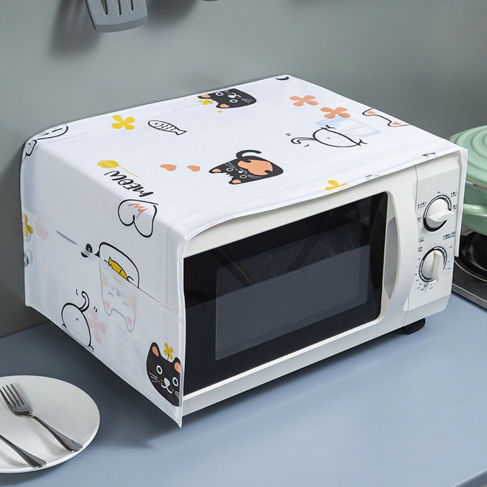 Grease Proofing Oilproof Microwave Oven Covers Dust Cover with Double Pockets Storage Bag