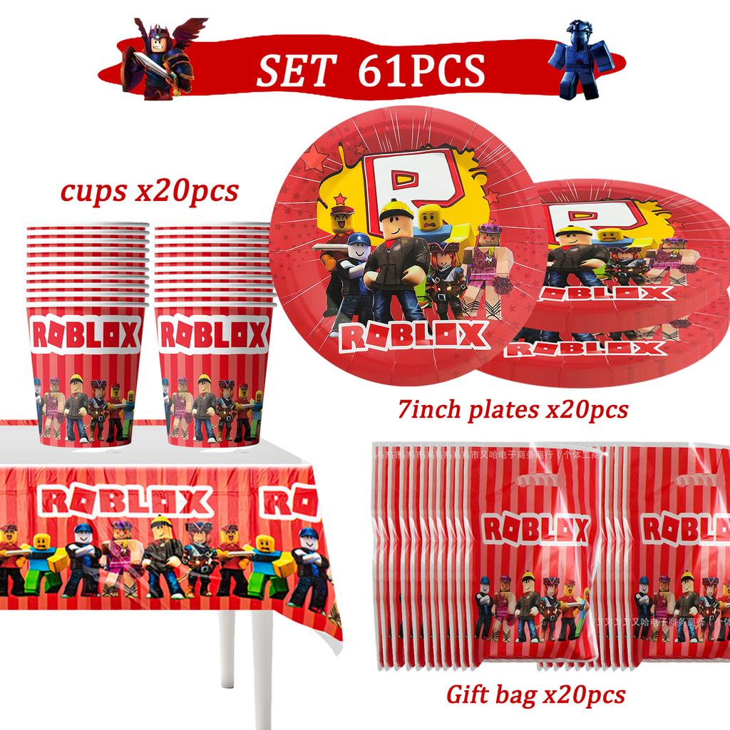 Roblox Birthday Party Decorations Supplie Celebration Disposable Tablecloth Cup Plate Baby Shower banner set Entertaining Play Safe Kid Friendly Fun