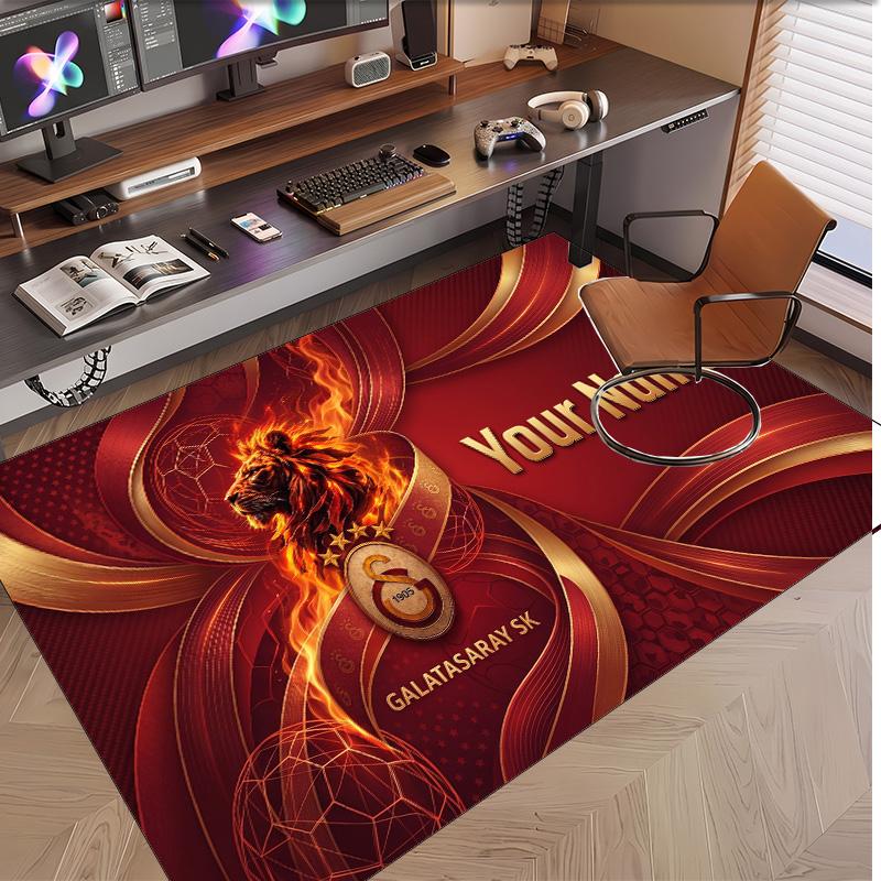 Personalized Crystal Velvet Carpet Galatasaray FC Pattern Non Slip Floor Rug