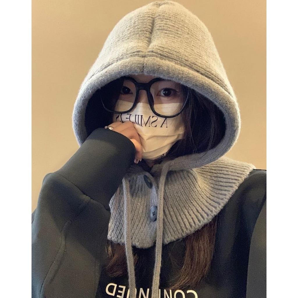 Autumn and Winter, Hat, Women's Hat, Winter Hat, Integrated Scarf, Ear Protection, Woolen Hat, Knitted Hat, Warm Hat