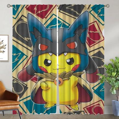 Tulle for Bedroom Pokemon Partition Halloween Decoration Home Interior Curtains 2 Pieces Modern Living Room Curtains Shades