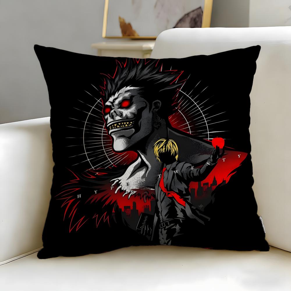 classic anime Death Note Cushion Cover Soft EasyWash Pillow Case Versatile for Couch Bed Travel and Office