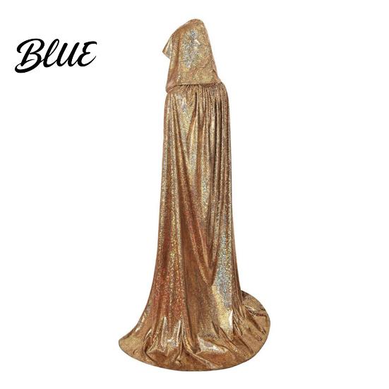 Multi-color Costume Cape Shiny Hooded Cape Iridescent Full Length Cloak Sparkly Unisex Elegant Flowing Cloak for Halloween Masquerade Party