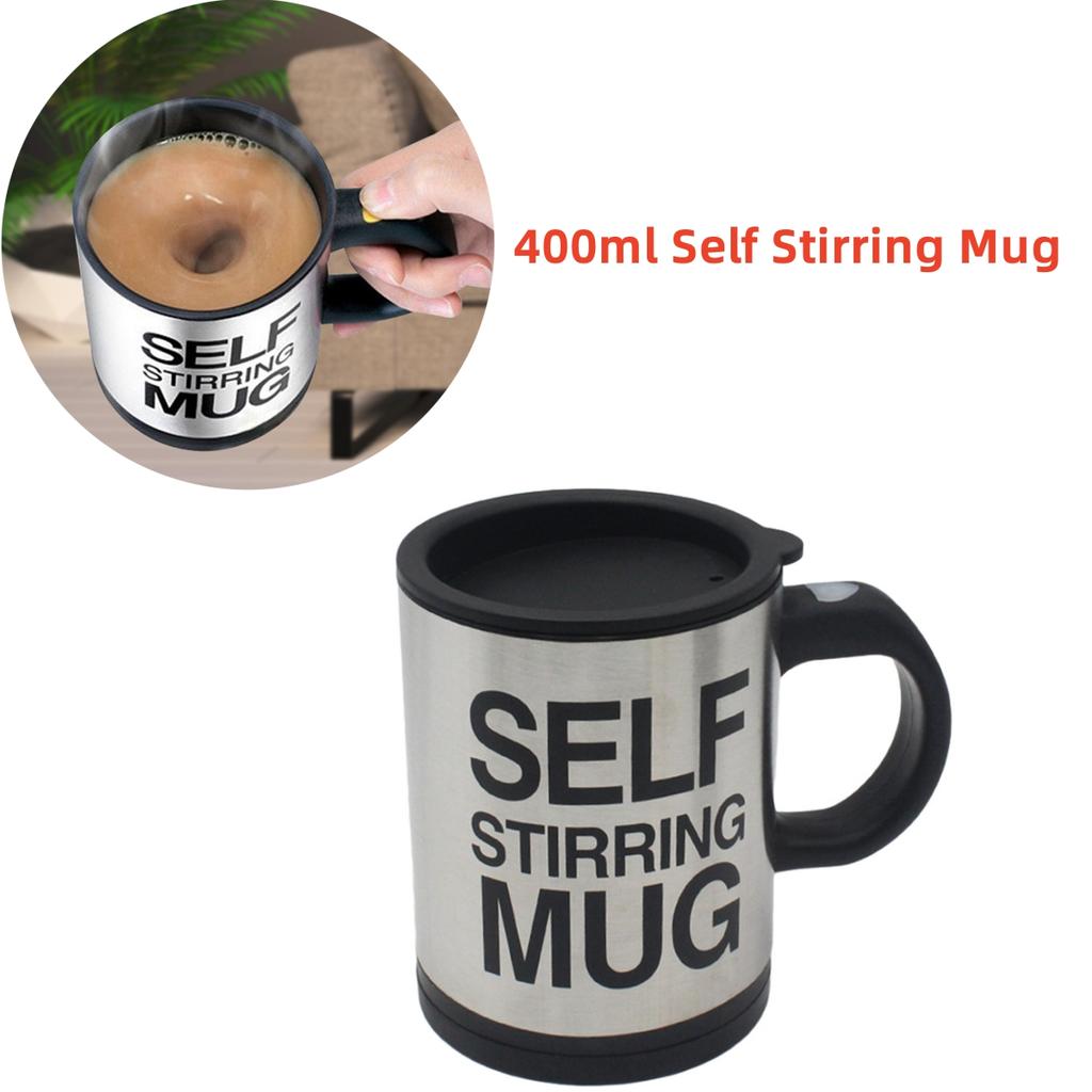 400ml nerezová ocel líný automatický samomíchací hrnek na kávu, mléko, šťávu, míchání šálků, nádobí na nápoje, kuchyňské pomůcky na jídlo