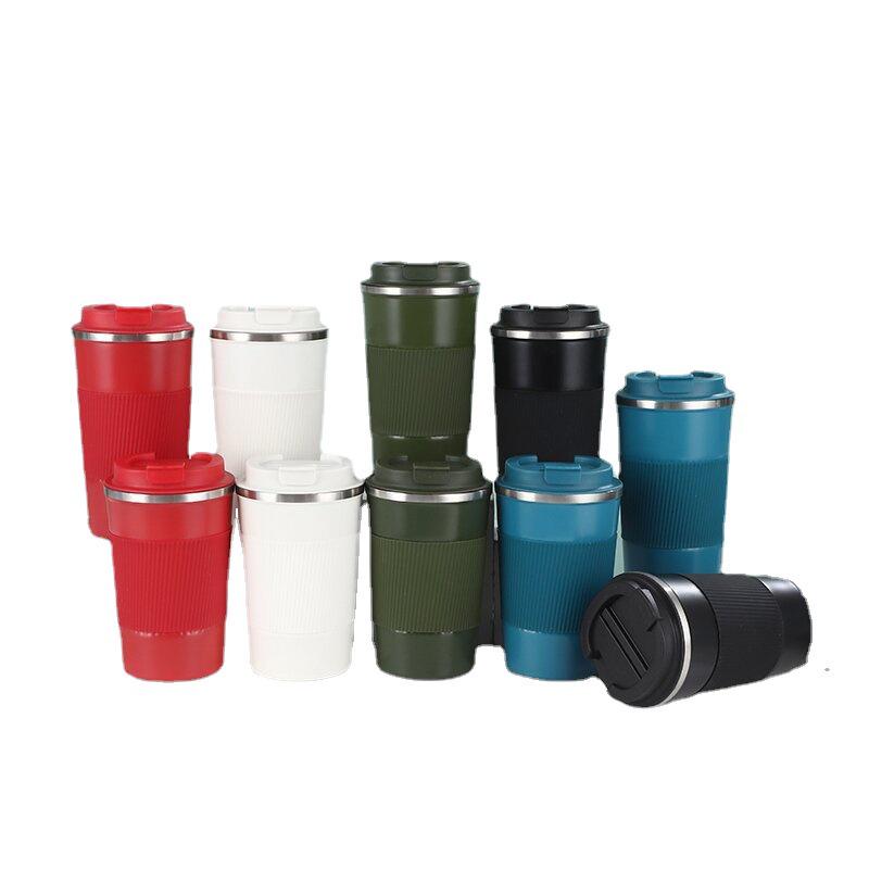 Přenosný izolovaný kožený hrnek na kávu - nerezová ocel 304, ideální do auta nebo na dárky