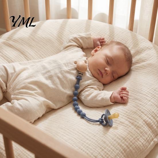 Baby Pacifier Clips Clip, Food-Grade Silicone Teether Holder Chain for Infants, Nursing Toy Tether BPA-Free Anti-Slip Leash 0-24 Months, Boil-Safe