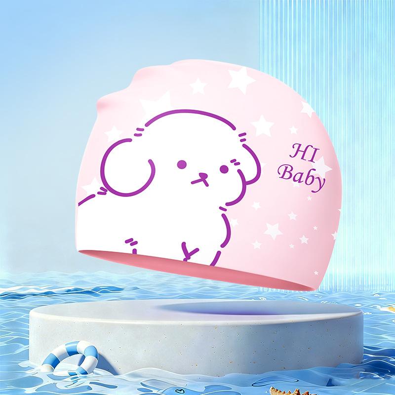 New Children's Cartoon Swimming Cap Cute Dolphin Waterproof Ear Protection Swimming Caps Kids Hot Spring Swimming Equipment