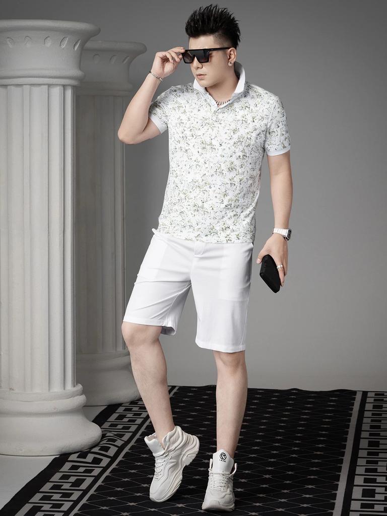 European Style 2026 Summer New Floral Short-Sleeve Polo Shirt Men's Business Casual Top Trendy Brand Half-Sleeve T-Shirt for Men