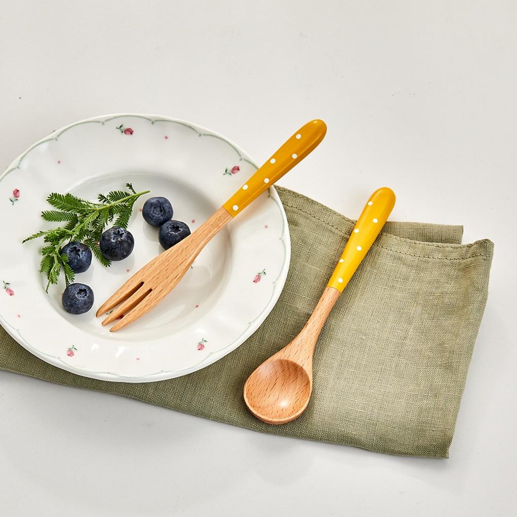 L Coloring Dessert Wooden Spoon & Fork_Yellow NK1623003