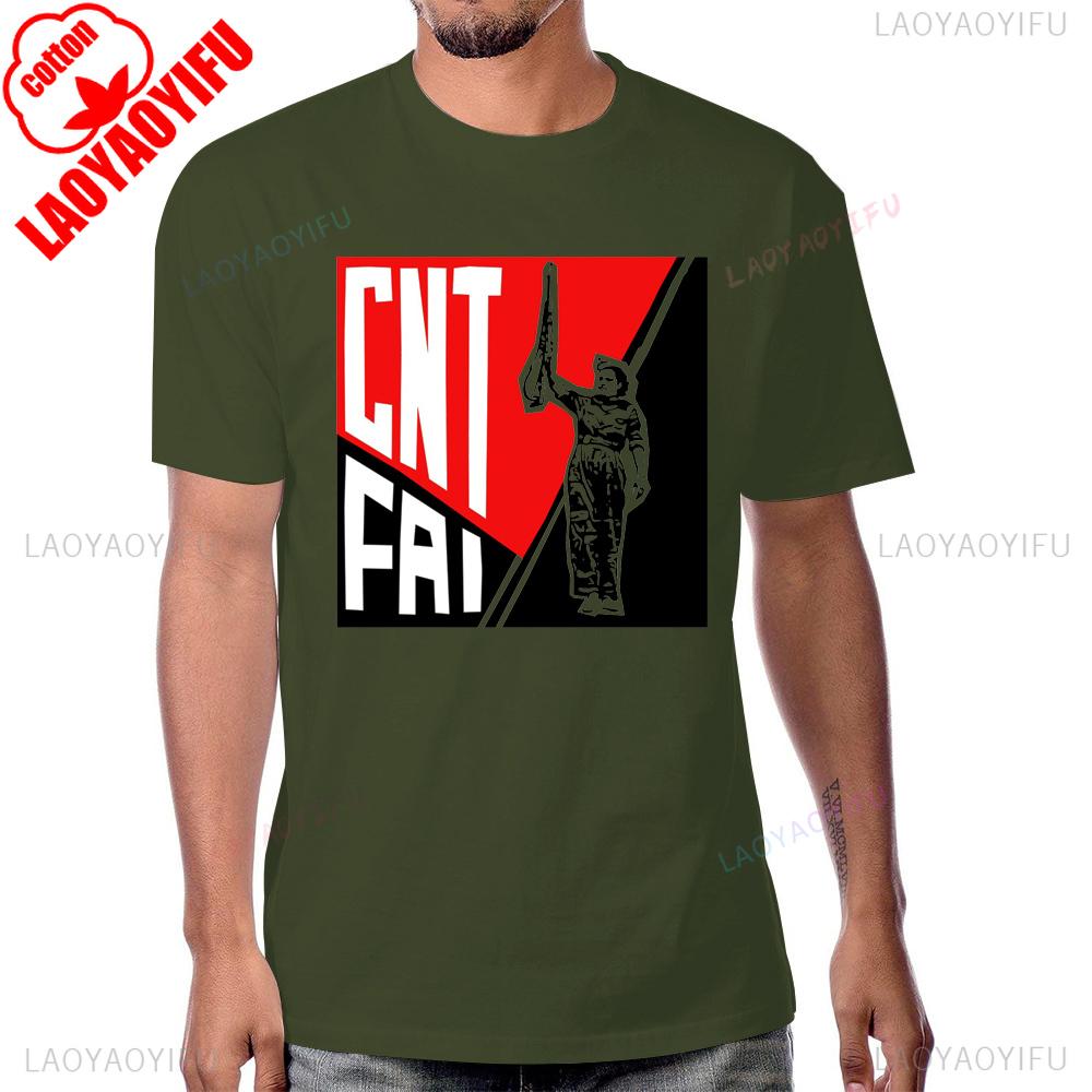 National Confederation of Labour CNT Tshirt Cotton Casual Fashion Short Sleeve Man Tshirt Streetwear Hipster Women T Shirt