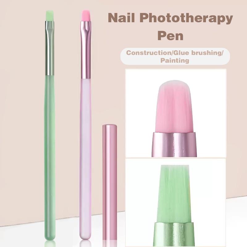Confezione da 2 Lampade per Unghie Rilassanti Penne per Estensioni con Punta Tonda Rosa e Punta Piatta Verde Compatibili/Smalti Gel Nail Art