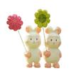 Wooden Bunny Handheld Decor With Small Flowers For Home Office And Car Tabletop Display