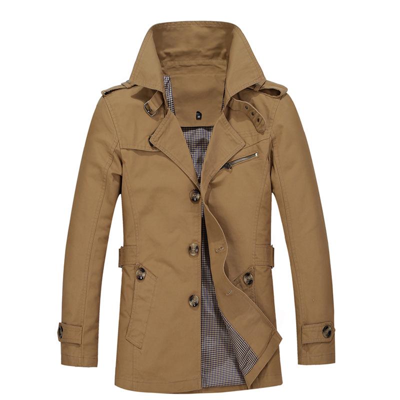 Men's Fashion Long Coat Long Sleeved Cotton Casual Business Jacket Winter Street Shooting Men's Clothing