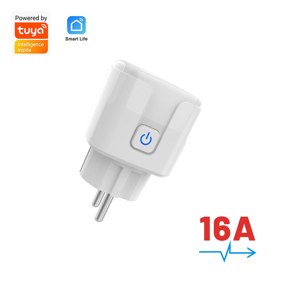 "Tuya 20A WiFi Smart Socket with Power Meter and AI Voice Remote Control, EU Plug"