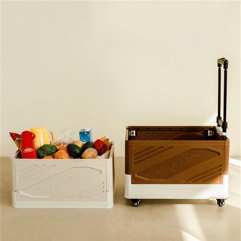 Handun Transparent Side-Opening Folding Storage Box with Wheels and Handle