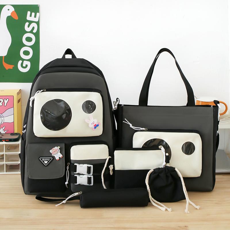 5-Piece Backpack Set Women's Large Capacity Student Schoolbag Travel Backpack for Girls