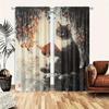 2Pcs Artistic Cat Reading Print Blackout Curtains, Polyester Rod Pocket Drapes For Bedroom, Living Room, Office - Fade-Resistant