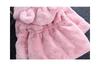Kuhvvse Fleece Boa Kigurumi with Bunny or Bear Cute Fluffy Sizes Kids' Jacket, Girls' Ears, Outerwear, Fall, Winter, Spring, 90-140 (100 White)