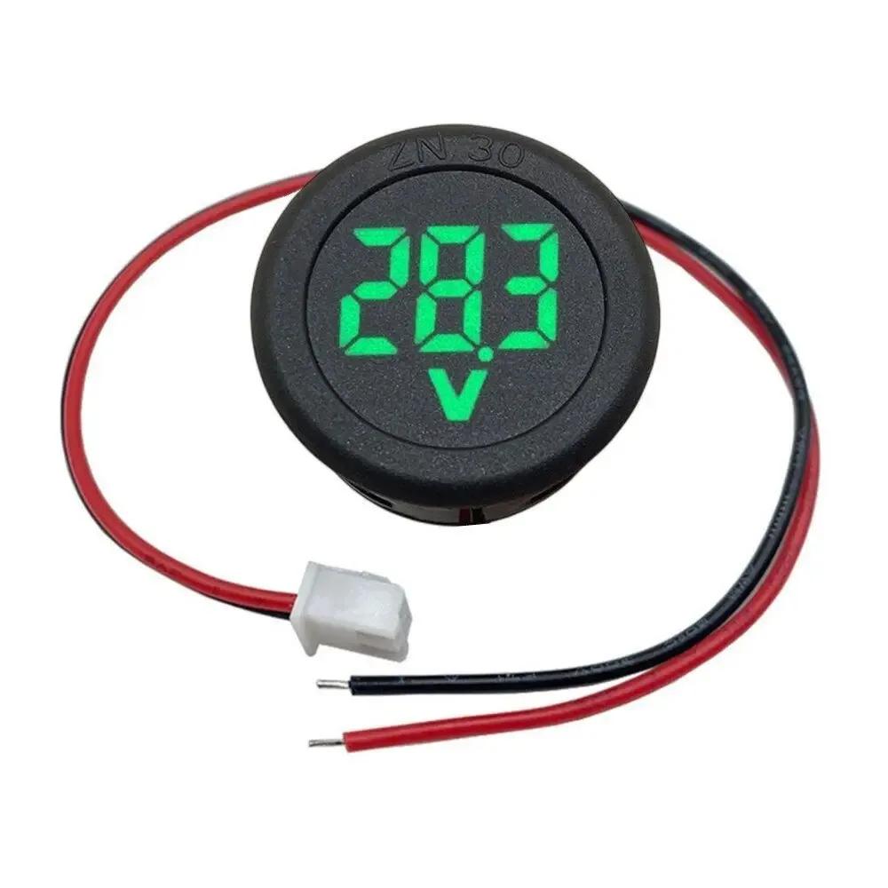 Waterproof Round Voltmeter Car Voltmeter Round Universal Two Wire Panel Voltage Meter DC 4-100V LED Digital Display Meter Head