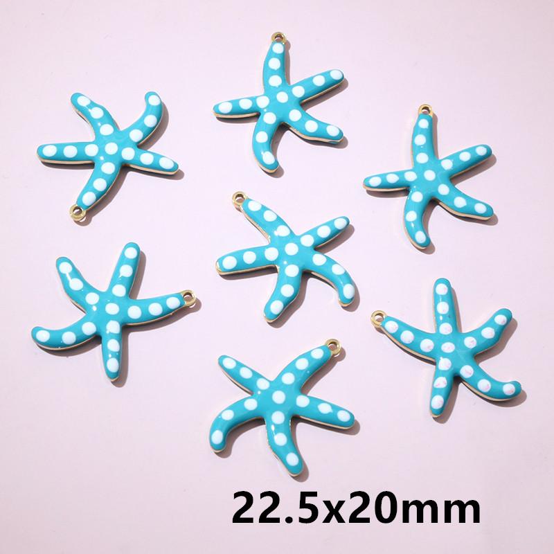 10pcs 2-Sizes Stainless Steel Starfish Charms Pendant Enamel DIY Jewelry Making Accessories Findings Bracelet Necklace Earrings