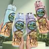 1PC Vintage Handheld Compass Print 750ml Color Plastic Sports Water Bottle Leakproof Flip Straw Lid Suitable for Sports Office Home Use